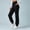 Black, variant on Women High Waist Jogger Leggings Sevevn Crossover Waistband Soft Stretchy Trousers With Side Pockets, Rich Solid Color Range For Gym Fitness Workout And Daily Casual Active Wear