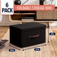 thumbnail image 5 of Ornavo Home Foldable Collapsible Large Storage Box Bins Linen Fabric Shelf Basket Cube Organizer with Leather Handles and Lid - Set of 6 - 15 x 10 x 9, 5 of 5