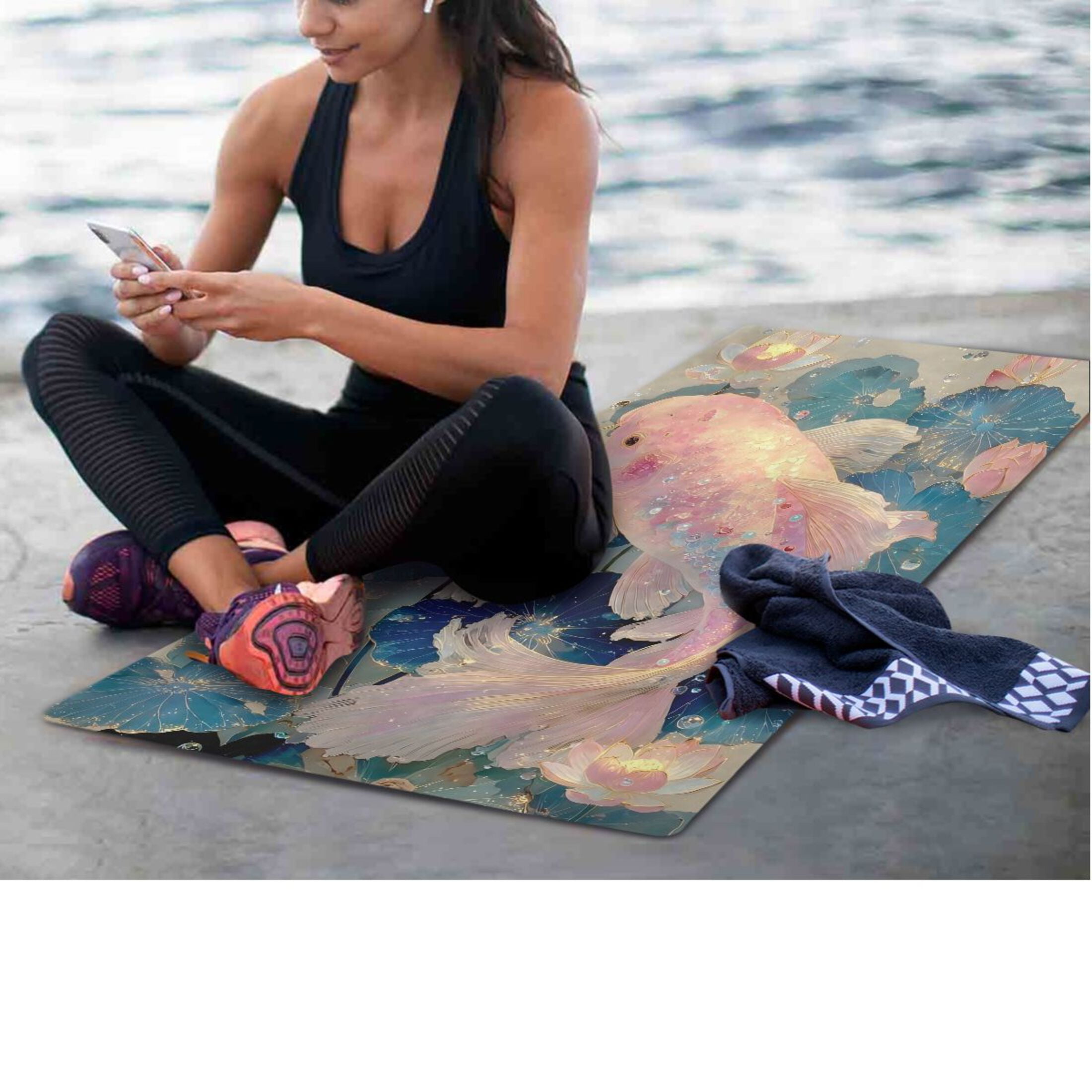 BZSMCE Yoga Mat Women Fitness Mat Iridescent Fish Pattern