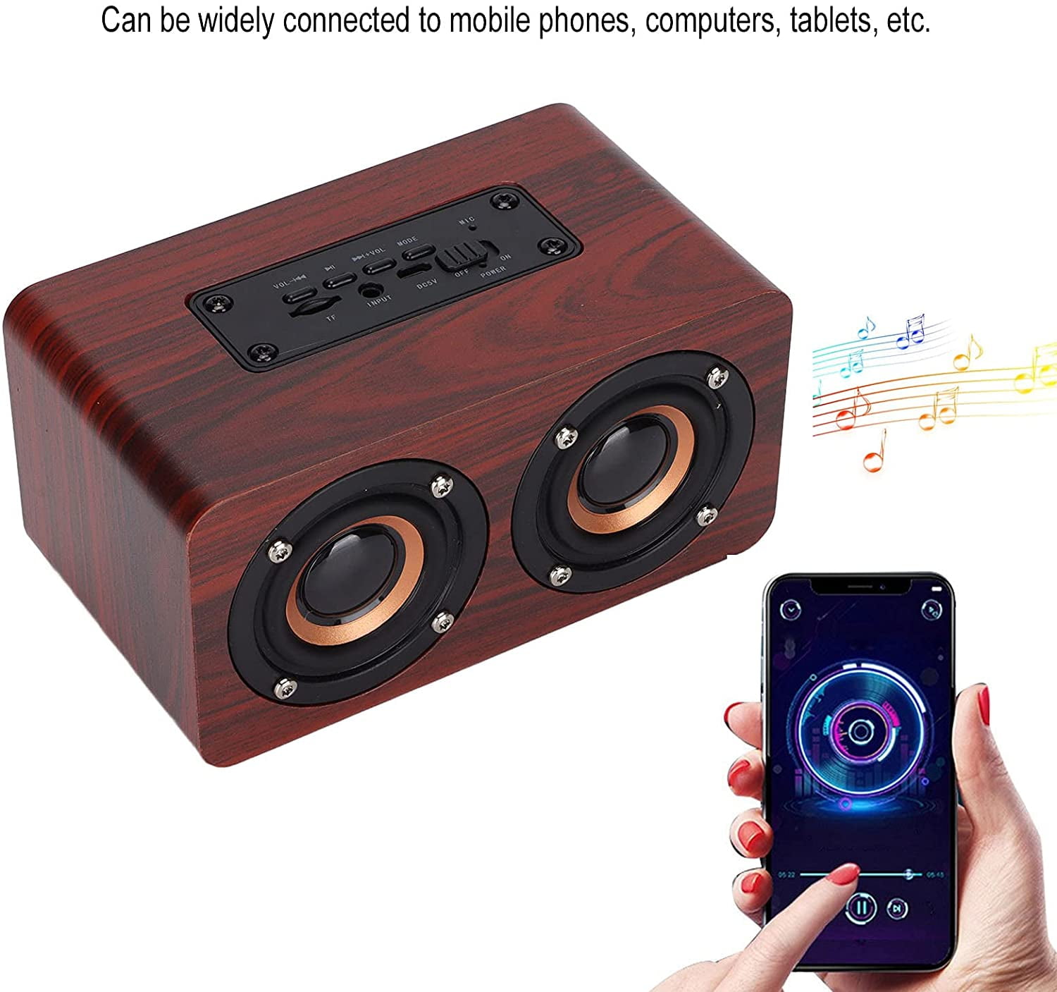 Retro Classic Wood Bluetooth Speaker for Home Office Kitchen