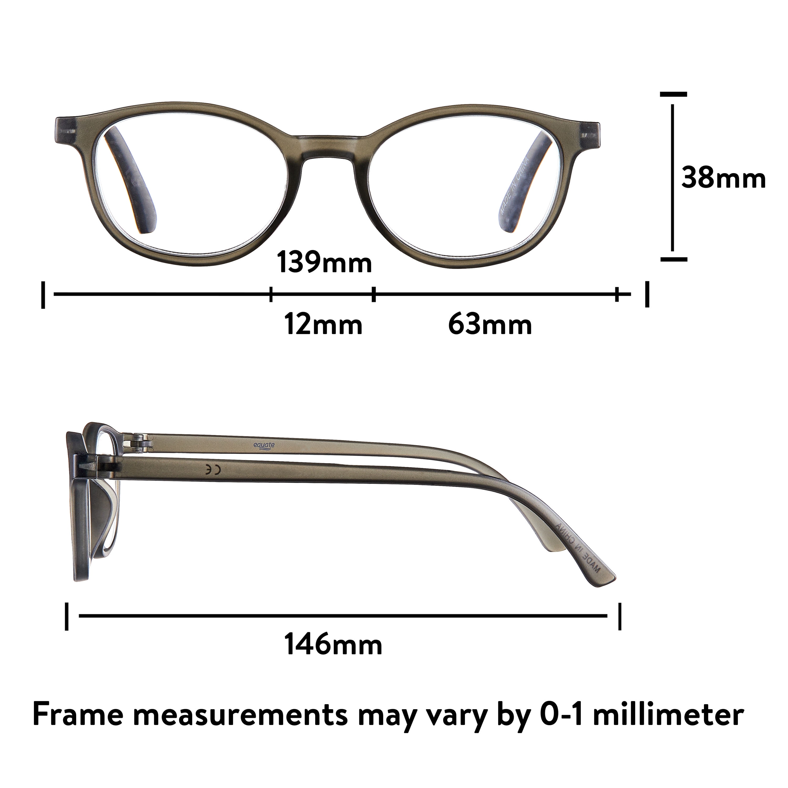 (2 pack) Equate 3-pack Unisex Rectangular Reading Glasses Ts-1011, +2.50