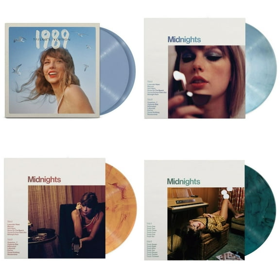 1989 (Taylor's Version) (2LP/Crystal Skies Blue Vinyl) & Midnights (X) (Moonstone Blue LP Vinyl) & Midnights (X) (Blood Moon LP Vinyl) & Midnights (X) (Jade Green LP Vinyl)