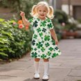thumbnail image 5 of St Patrick Dress For Girls Puff Sleeve Crew Neck Festival Print Dresses Casual Loose Stylish Holiday Outfits (4-5 Years, White), 5 of 9
