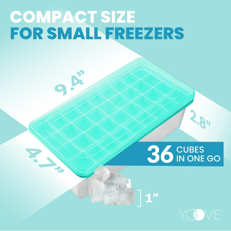  YIUERTEO Ice Cube Tray With Lid And Bin, 64 Grids Ice Trays For  Freezer With Bin, Silicone Ice Tray With Lid And Bin, Stackable Ice Tray  With Bin, Green Ice Bin