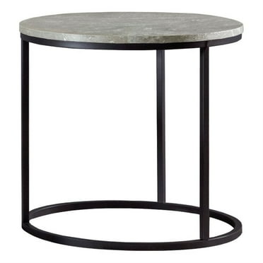 Coaster Lainey Wood Faux Marble Round Top End Table Gray and Gunmetal