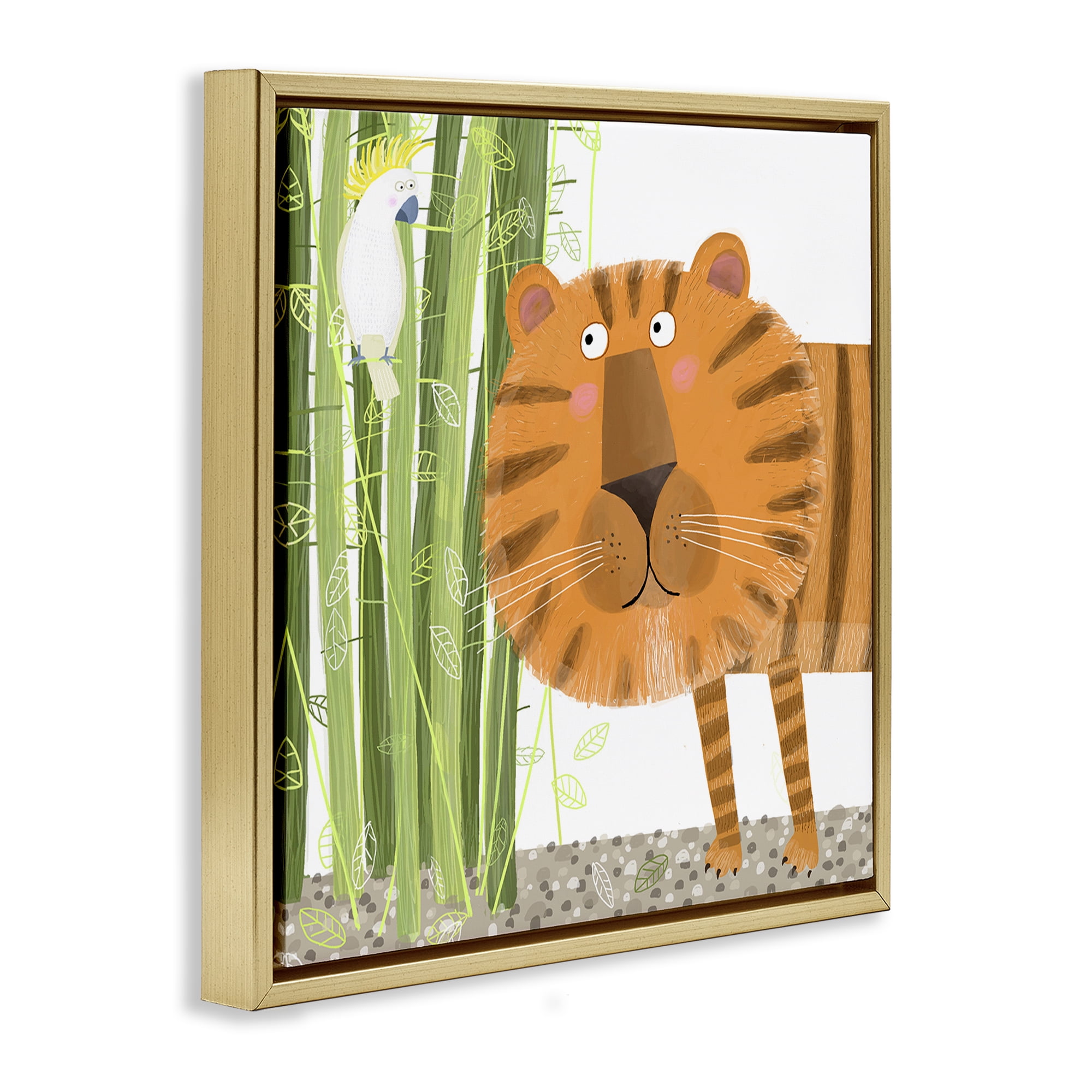 Stupell Industries Bamboo Trees & Tiger Gold Framed Floater Canvas Wall Art, design by Carla Daly