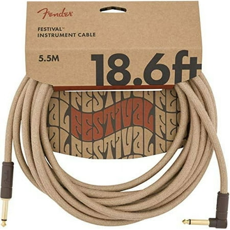 Fender Festival Hemp Instrument Cable - 18.6' Straight-Angle, Natural