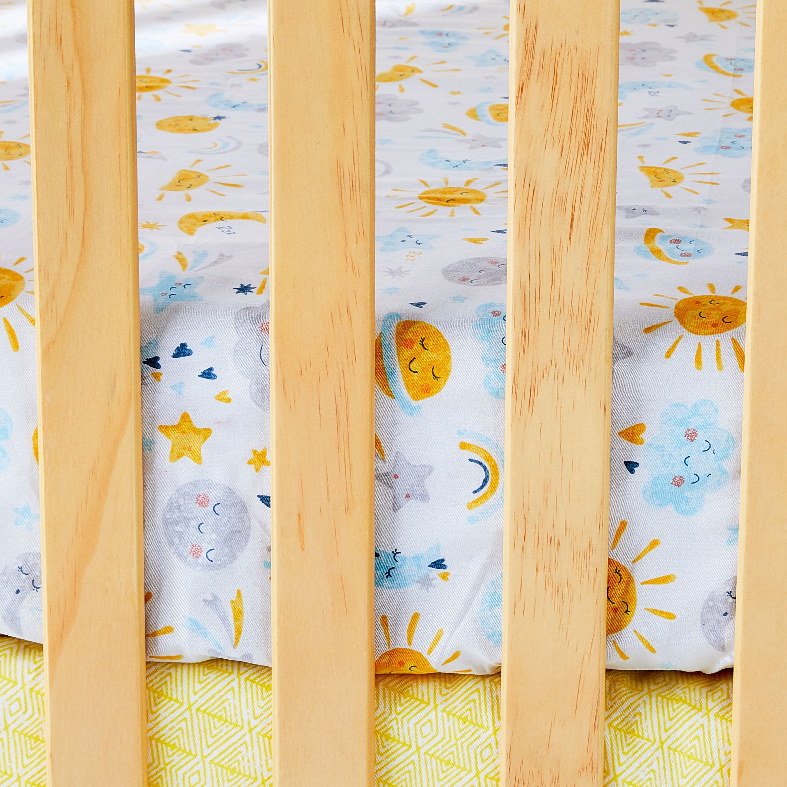 Parent's Choice Cotton Fitted Crib Sheets for Baby Boys and Girls, Moon & Stars, 2 Pack