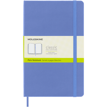 Moleskine Classic Notebook, Hard Cover, Large (5" x 8.25"), Plain, Hydrangea Blue