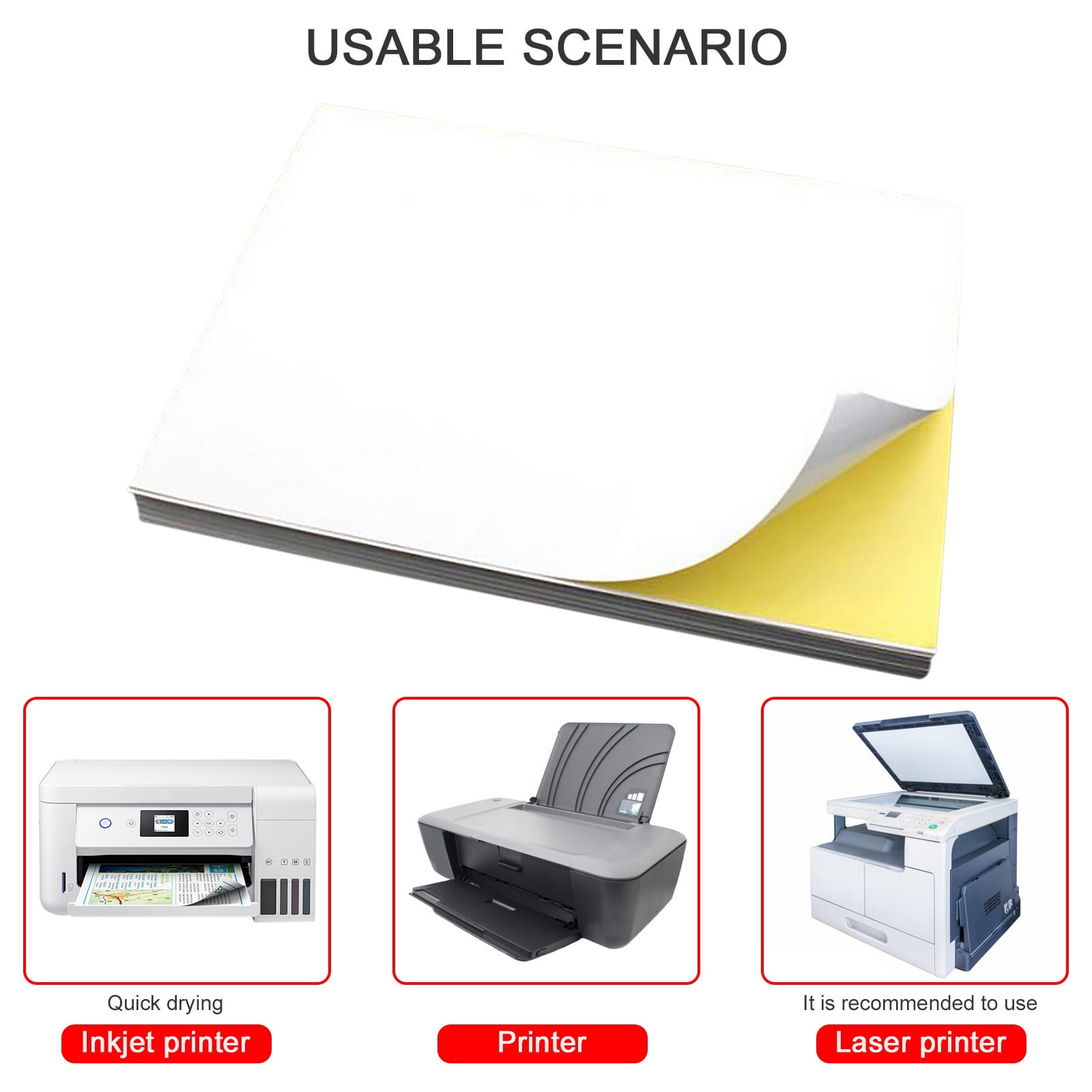 Clearance Office&Craft&Stationery under $20,210 x 297 mm Glossy Sticker Paper White Sticker Can Be Printed For Printer