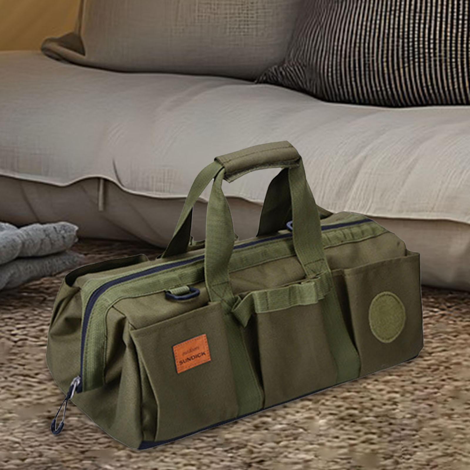 simhoa Tent Tool Bag Tool Organizer Large Capacity with Side Pockets Compact Storage Bag Handbag for Travel Fishing Outdoor Climbing Green