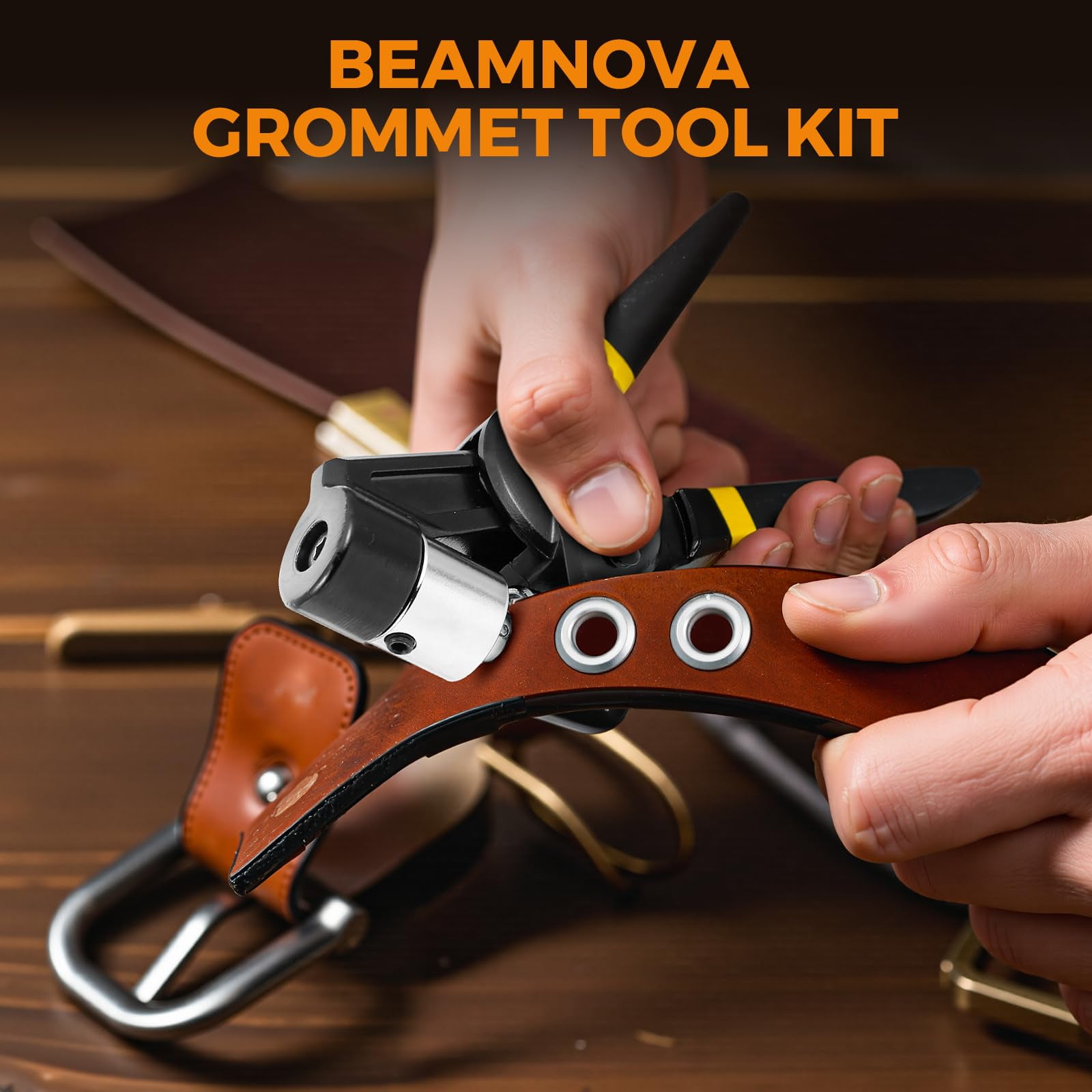 Heavy Duty Grommet Tool Kit Die and 300 Sets of 10MM Grommets,Handheld Manual Eyelet Tool Rivet Press Punch Pliers for Leather Canvas Fabric