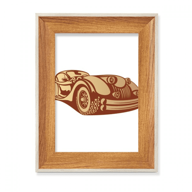 Brownish Red Classic Cars Outline Desktop Wooden Photo Frame Display Picture Art Painting Multiple Sets