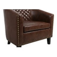 thumbnail image 5 of Leisure Pu Leather Barrel Chair, Armchair with Nailheads and Solid Wood Legs, Corner Chair with Comfy Cushion for  Living Room Bedroom Office, Brown, 5 of 9