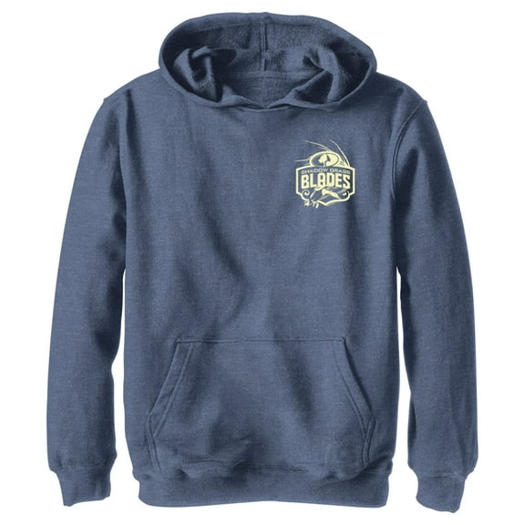 Boy's Mossy Oak Small Shadow Grass Blades Logo Pull Over Hoodie Navy Blue Heather Small