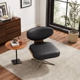 thumbnail image 3 of Modern Blak Leather Accent Swivel Lounge Chair, 3 of 6