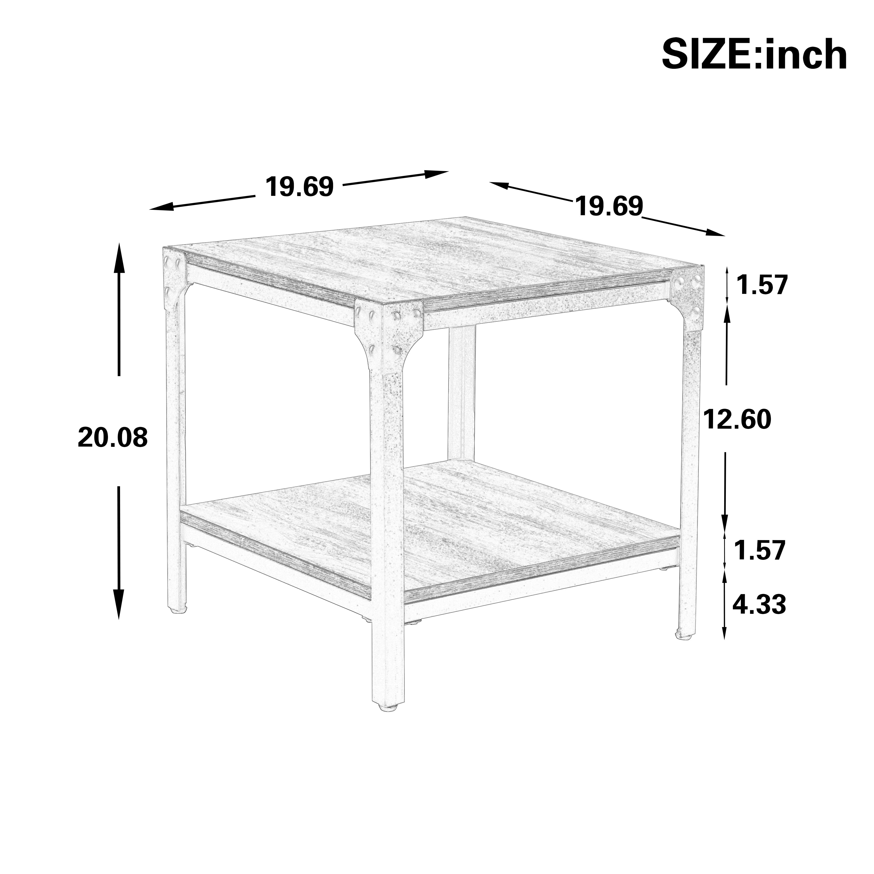 Kepooman Industrial 2-Tier Wood Side Table, Rustic Square End Table Accent Table for Living Room - Oak Kepooman Industrial 2-Tier Wood Side Table, Rustic Square End Table Accent Table for Living Room - Oak