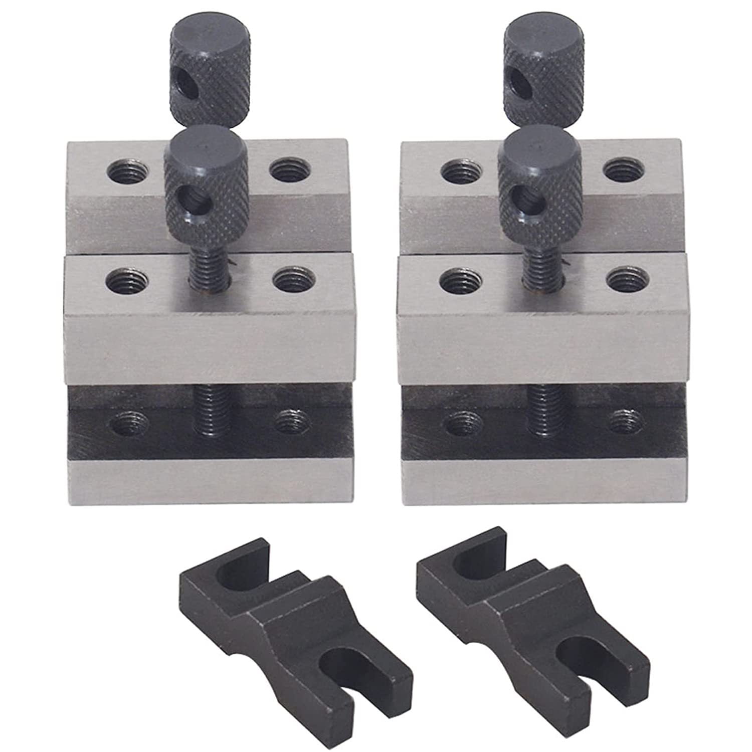 2 Pack V Blocks with Clamp and Wooden Case, 90 Degree Angle 0.0002
