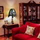 thumbnail image 4 of Juego de 6 decoraciones de Halloween con telarañas, mantel, chimenea, bufanda, camino de mesa, pantalla de lámpara, cortina de puerta con 16 murciélagos 3D, 4 of 5