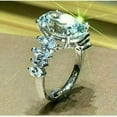 thumbnail image 3 of HOOUN Gorgeous Women 925 Silver Oval Cut Cubic Zirconia Wedding Ring Jewelry Size6-10-#1-6, 3 of 5