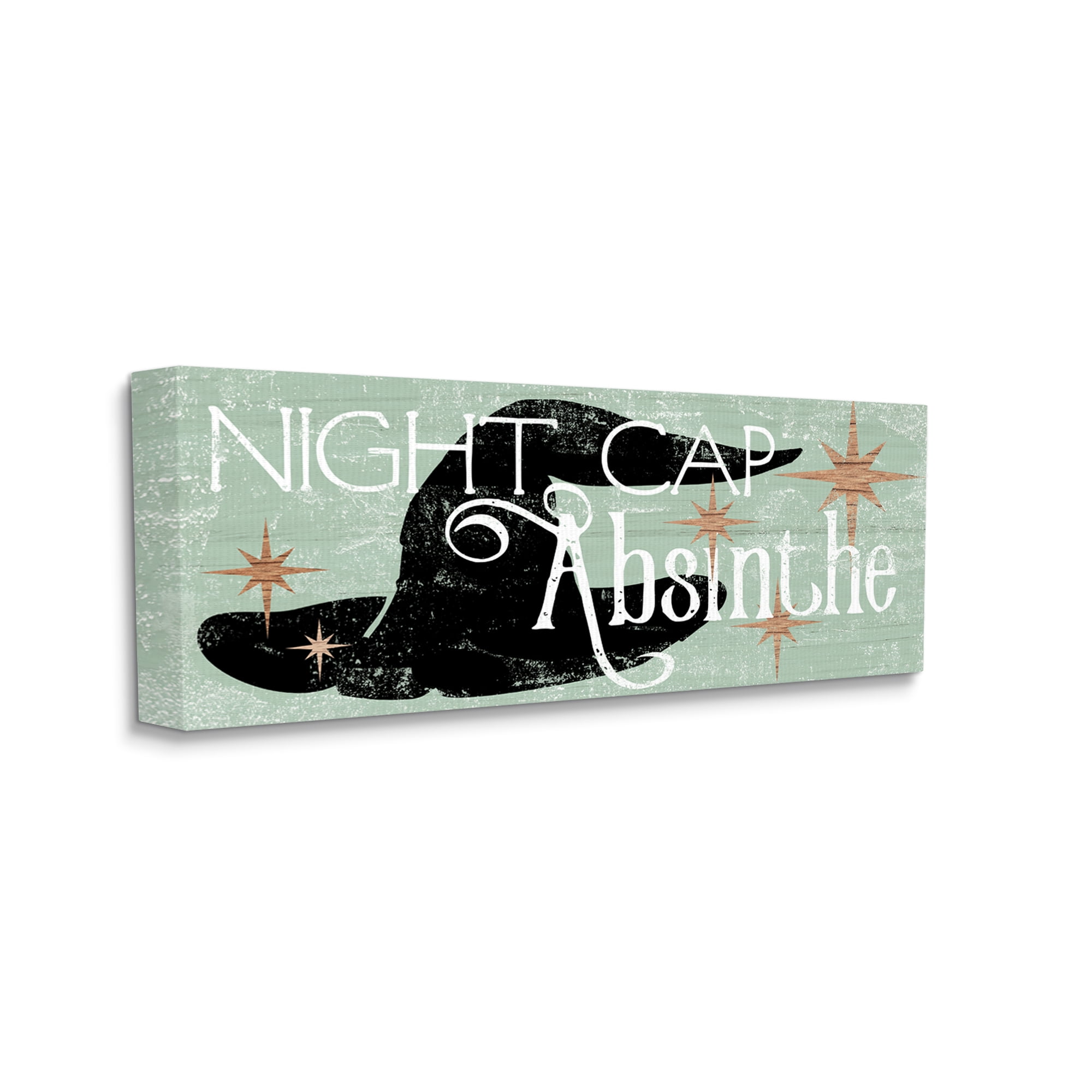 Stupell Industries Night Cap Absinth Weathered Witch Hat Vintage Sign Graphic Art Gallery Wrapped Canvas Print Wall Art, Design by Daphne Polselli