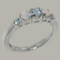 thumbnail image 2 of LBG British Made 10k White Gold Womens Ring Natural Aquamarine & Opal band Ring - 33 size options - Size 7.5, 2 of 6