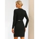 thumbnail image 3 of Vestido Elegante de Oficina para Mujer con Cuello Sweetheart y Cinturón. Negro XL, 3 of 6