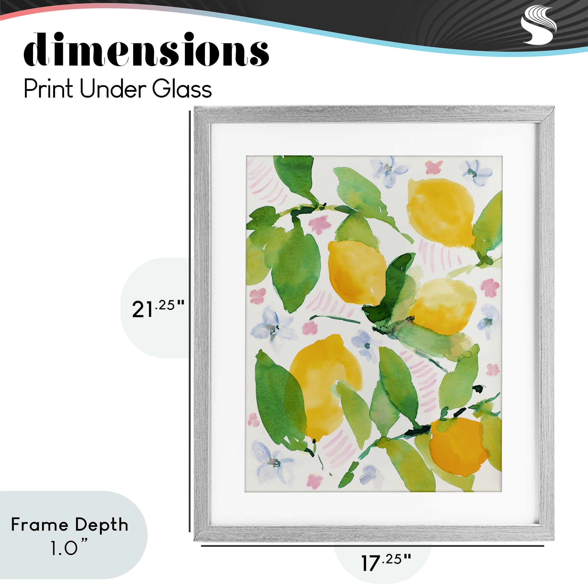 Stupell Industries Garden Lemons with Pastel Florals Gray Framed Print Under Glass, design by Lanie Loreth