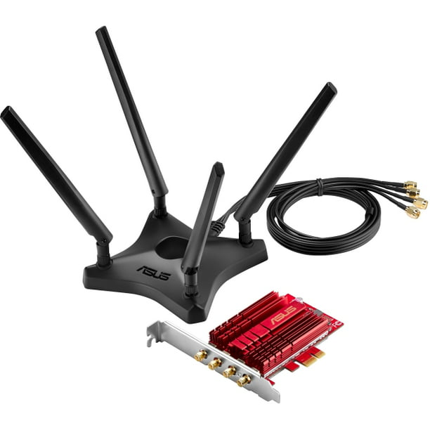 omvendt lidelse om forladelse ASUS PCE-AC88 Dual-Band 4x4 AC3100 WiFi PCIe adapter with Heat Sink and  External magnetic antenna base allows flexible antenna placement to  maximize coverage - Walmart.com