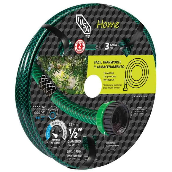Manguera Iusa 25 m Home Tricapa 1/2” con Conexiones Plásticas