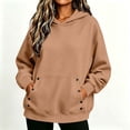 thumbnail image 2 of Hurxie Womens Hoodies Fleece Sweatshirts Long Sleeve Sweaters Pullover Fall Clothes with Pocket Khaki,2XL, 2 of 7