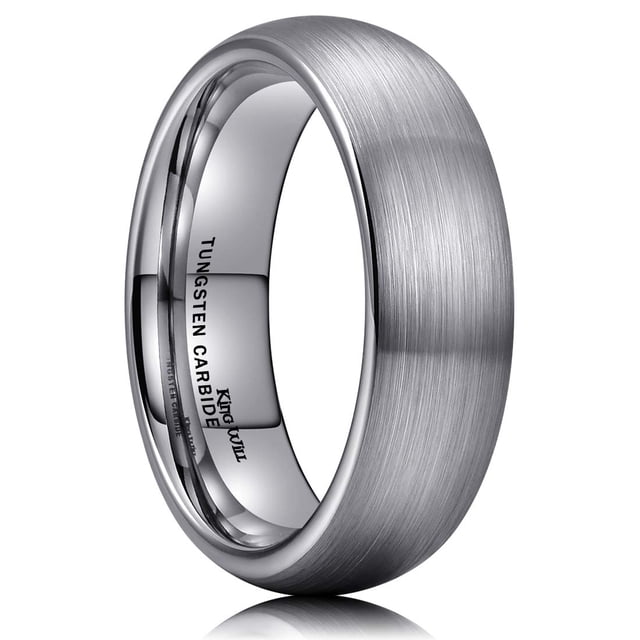 Anillo King Will Basic de carburo de tungsteno, 6 mm, plata, tamaño 9