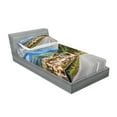 thumbnail image 2 of Ambesonne Landscape Fitted Sheet & Pillow Sham Set, Road Alps Small Town, Twinxl, Multicolor, 2 of 2