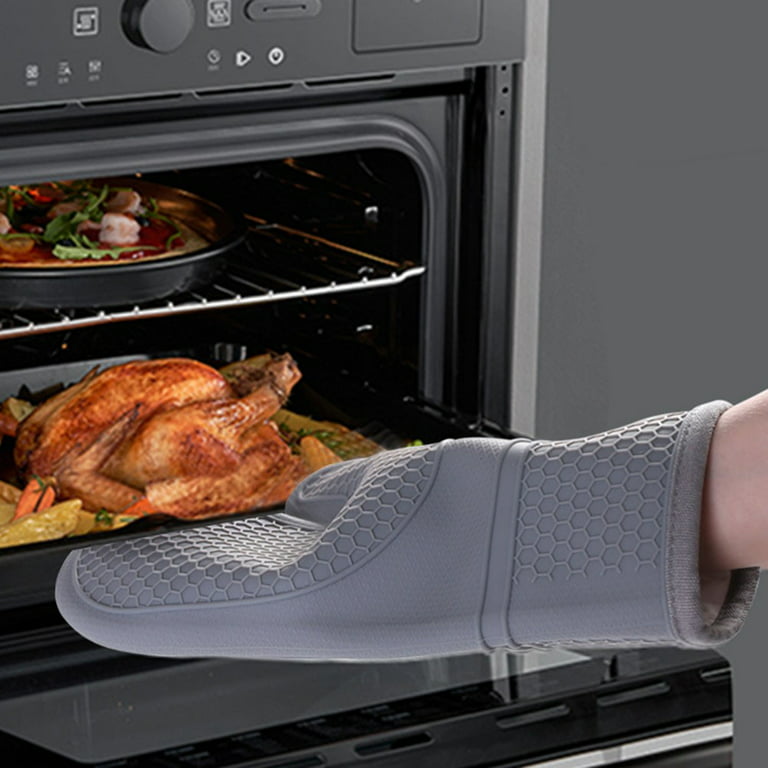 Oven Mitts Silicone Oven Gloves for Kitchen Long Heat Resistant Baking  Gloves for Microwave BBQ Grill