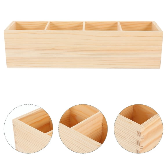 Topbathy Pencil Cup Holder For Desk Office Pencil Holder Pine Wood Khaki Adults Simple Design 1Pack