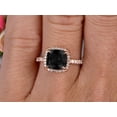 thumbnail image 2 of 2.05 Carat Cushion Cut Black Diamond Moissanite Engagement Ring Wedding Ring Promise Ring 10k Rose Gold Claw Prong Stacking Band Anniversary Gift, 2 of 6