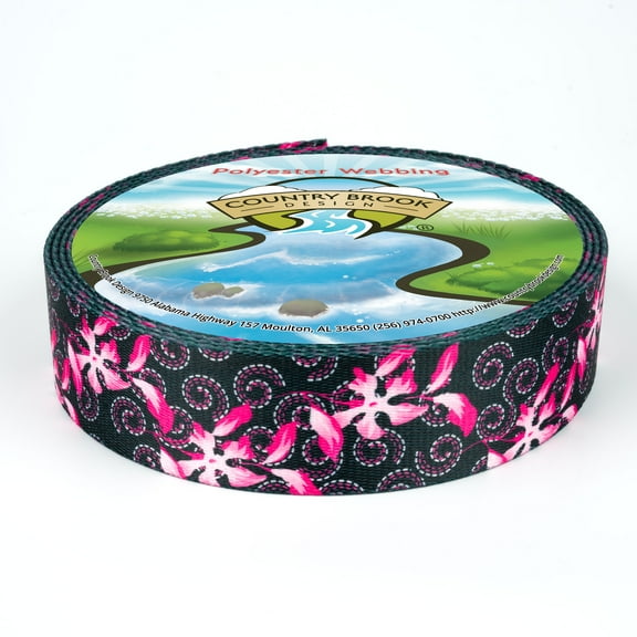 Country Brook Design - Pink Honeysuckle Breeze Polyester Webbing (2 Inch, 10 Yards)