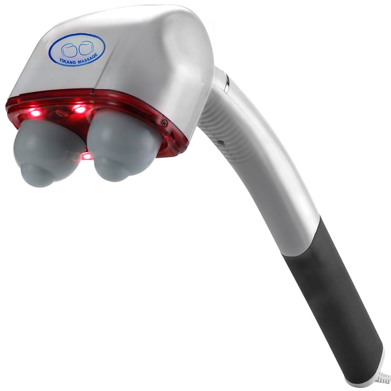 Dual-Head Handheld Electric Body Massager with Long Ergonomic Handle, Adjustable Speed Vibration Tool for Neck Shoulder and Back Relaxation, Corded Power with Interchangeable Nodes