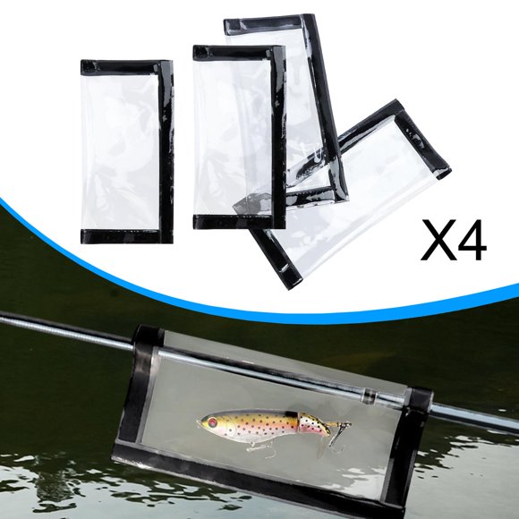 Quzzie 4 Pieces Fishing Lure Wraps PVC Protection Rod Hook Protectors Transparent Lure Covers Puncture Resistant Storage Bags Suitable for Freshwater Saltwater Fishing M
