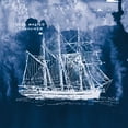 thumbnail image 2 of Wild Apple Portfolio 15x15 Gold Ornate Wood Framed with Double Matting Museum Art Print Titled - Sailing Ships II Indigo, 2 of 4