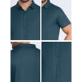 thumbnail image 7 of DARING DIVA Men's Button Down Point Collar Short Sleeve Business Dress Shirt S Green, 7 of 7