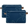 thumbnail image 2 of GZHJMY Traditional Indigo Blue Japanese Needlework Print Foldable Storage Bin Bedroom/Office Rectangular Canvas Basket 14.2"x10.2", 1 PCS Cube Organizer Boxes with Handles for Books/Clothes/Toys, 2 of 7