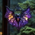 thumbnail image 4 of Clearance Under $1.96! 1PC Halloween Bat Sun Catcher, Stained Glass Acrylic Hanging Ornament for Window, Acrylic, (One Size, Purple), 4 of 6