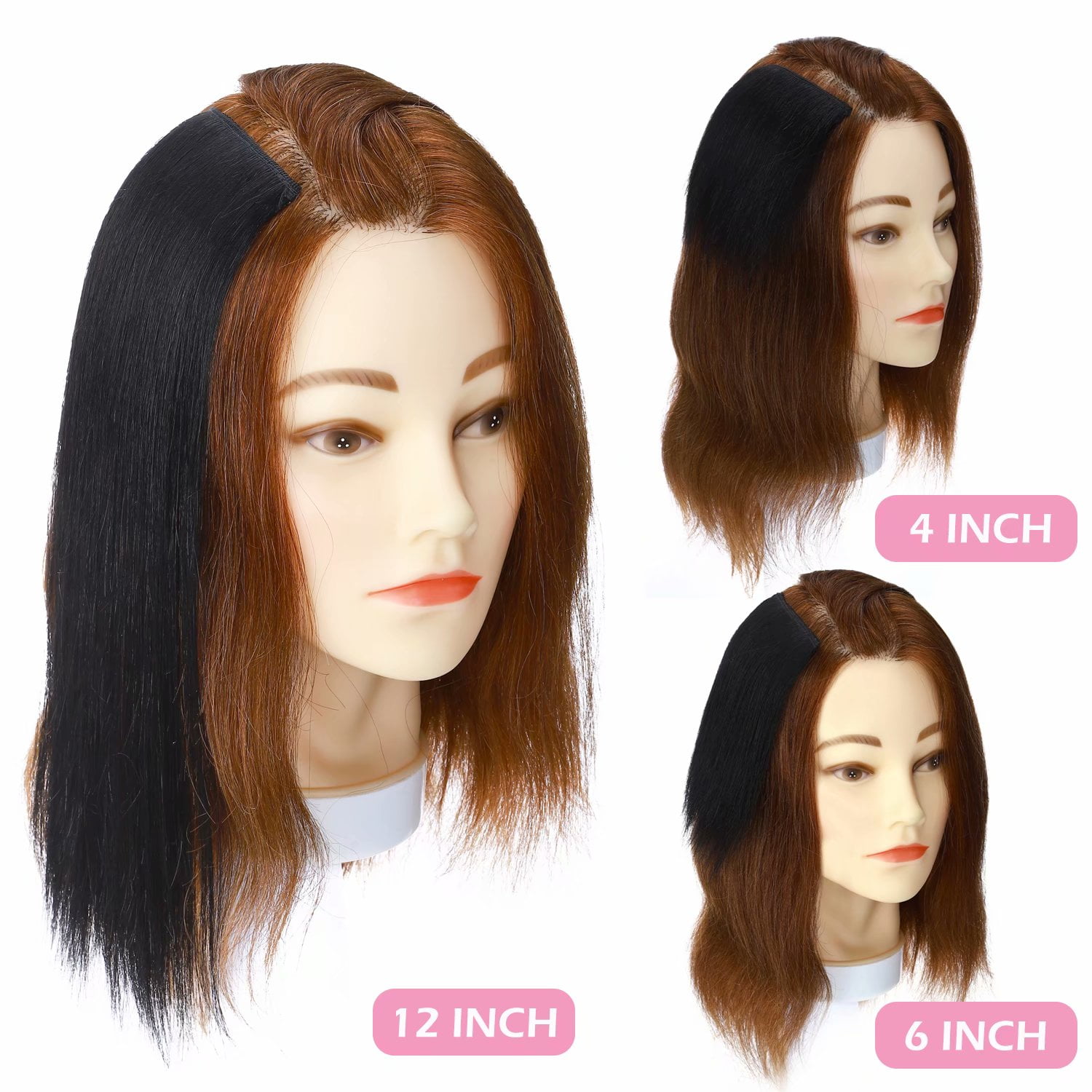 Benehair Clip in 100% Remy Human Hair Extensions Fluffy Hair Pad Invisible Hairpiece Topper Thickened Soft Thin Hair Black 3 Pieces
