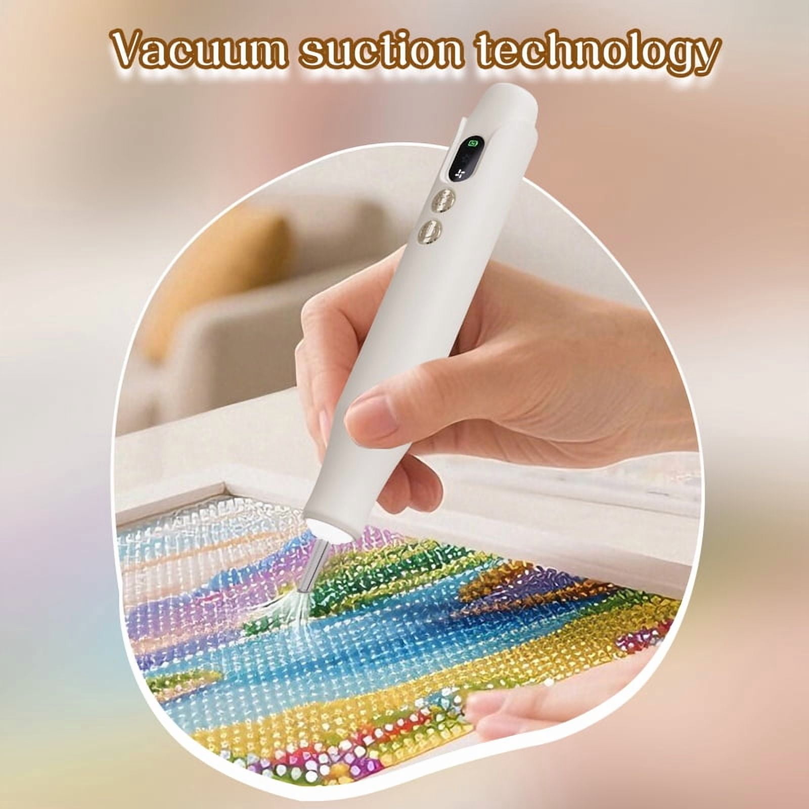 Wiher Diamond Art Pens, Electric Vacuum Diamond Painting Pen no Wax Needed, Dual-Speed Adjustment, Diamond Art Accessory for DIY Diamond Painting, Gift for Diamond Art Fan, White