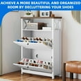 thumbnail image 4 of DEXTRUS Modern Shoe Cabinet with 2 Flip Drawers for 16 Pair of Shoes, Entryway Tipping Bucket Shoe Storage Organizer with Open Shelf, White, 4 of 9