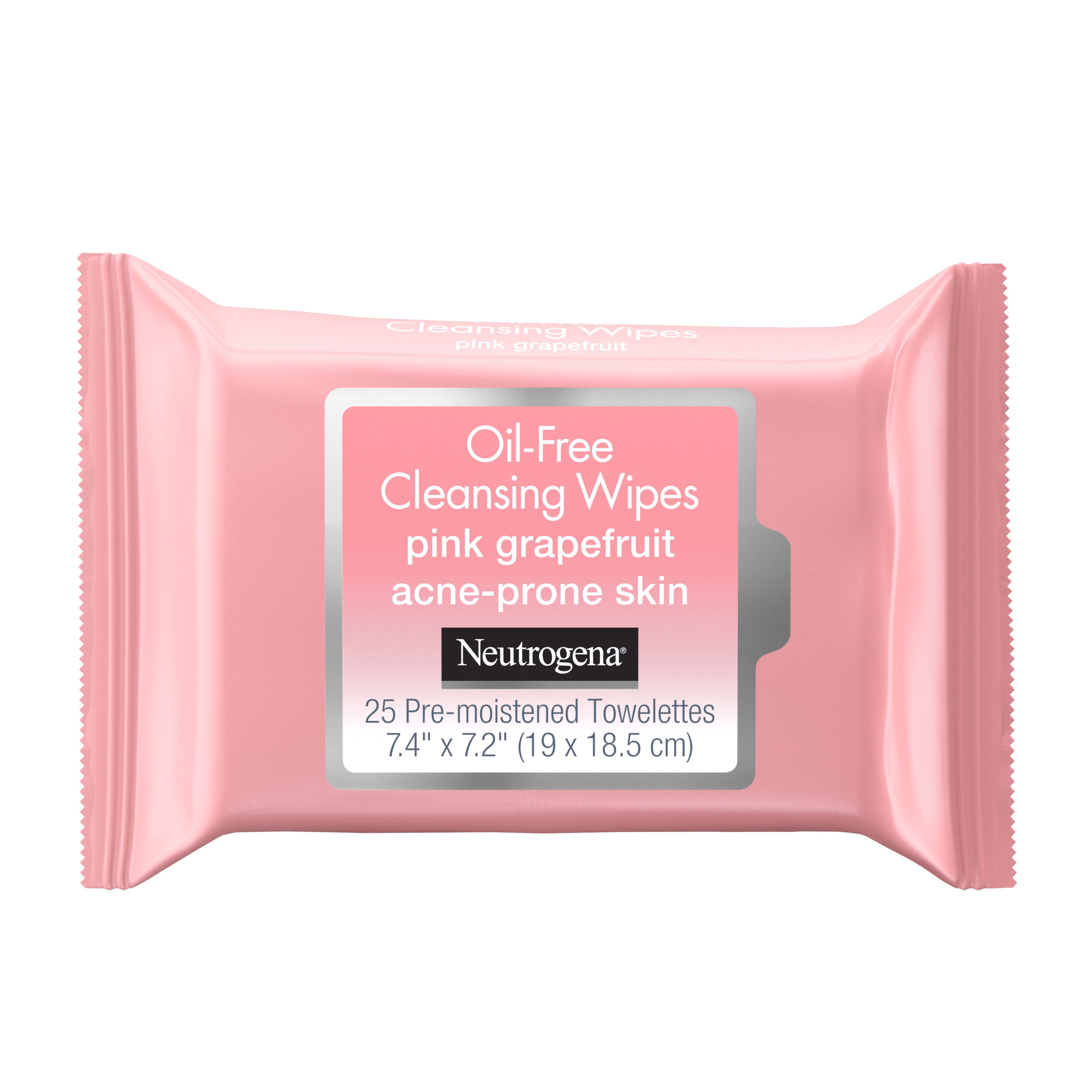 Neutrogena OilFree Facial Cleansing Wipes, Pink Grapefruit, 25 ct