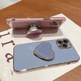thumbnail image 3 of Cute Case for iPhone 14 Pro 6.1'', Purple Phone Case with Heart Holder Stand Kickstand Soft TPU Shockproof Protective Cover, Luxury Plating Bumper Case for Girls Women, 3 of 12