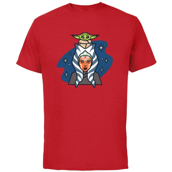 Star Wars Ahsoka Tano and Grogu The Mandalorian Night Cute - Short Sleeve Cotton T-Shirt for Adults - Customized-Red