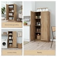 thumbnail image 3 of Prepac Natural Oak Elite 65" Tall Accent Kitchen Pantry Cabinet, Craft or Bathroom Storage Cabinet, Buffet Cabinet with Panel Doors, 3 Shelves, 32" W x 16.75" D x 65" H, Ideal for Home Organization, 3 of 19